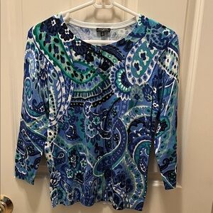 Talbots Multicolor Paisley Cardigan